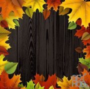 Autumn special sale and leaves wooden design background (EPS)