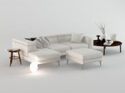 Corner sofa with round tables