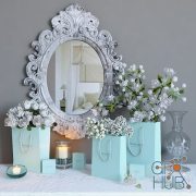 Decorative set with flowers and carved mirror at Tiffany reasons