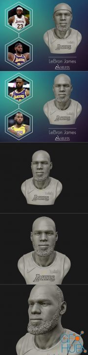 Lebron James Bust in Lakers jersey Ready – 3D Print