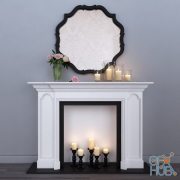 Decorative fireplace with mirror