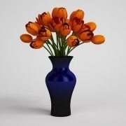Blue vase with tulips