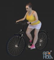 Caucasian Female Riding A Bicycle (max, fbx)