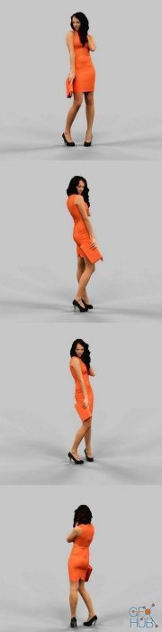 Woman in orange dress