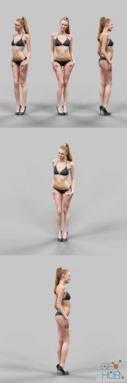 Sexy Girl in Black Bikini And high heels Posing 2 (max, fbx, obj)