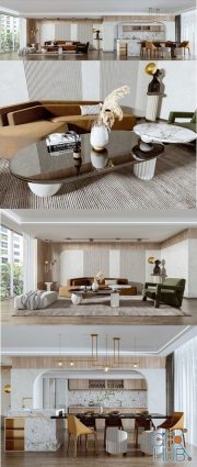 Modern minimalist living room dining room