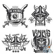 Viking Scandinavian weapon and emblem skull 3 (EPS)