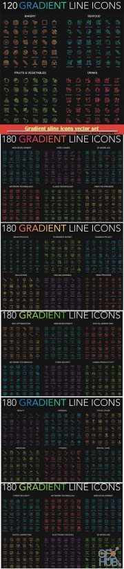 Gradient sline icons vector set (EPS)