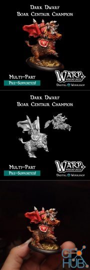 Dark Dwarf Boar Centaur Champion – 3D Print