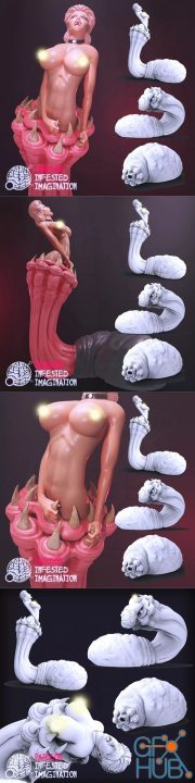 Carnictis Eating Female Vore-Worm – 3D Print