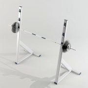 Sports equipment rack with a barbell