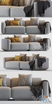 Develius modular sofa with plaid