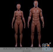 CGTrader – Realistic Basemesh Male and Female Body – Rigged Low-poly 3D model
