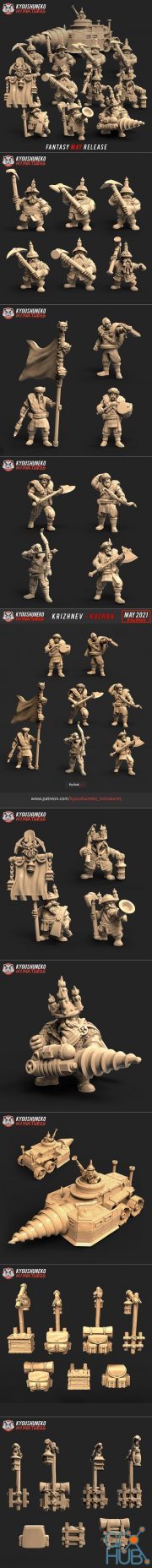 Kyoushuneko Miniatures Dwarf Miners & Kuzhak – 3D Print