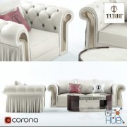 Sofa, chair, coffee table Turri Couture