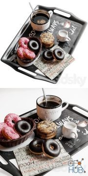 Coffee set with donuts