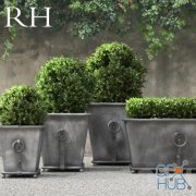 Estate Zinc Ring Square planters by RH
