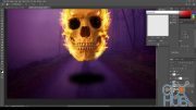 Skillshare – How to create a burning skull Photoshop composite
