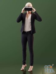 Young Woman using VR Headset Scanned