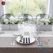 Banquet table setting with Napier chair