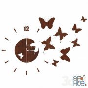 Wall clock with butterflies