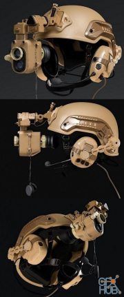 Tactical Helmet With Night Vision Goggles PBR