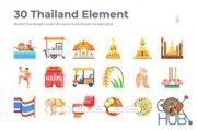 30 Thailand Element Icons – Flat (AI, EPS)