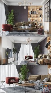 Nordic style living room and dining room