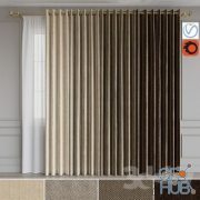 A set of curtains on the rings 15. Beige range (Vray, Corona)