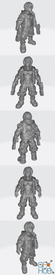 Cosplayer Girl A2 Standing Double Handgun – 3D Print
