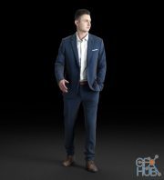 Business Man in a blue suit (HQ 3D-Scan) 02