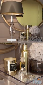 Decorative set in gold for the dressing table
