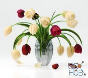 Light tulips in a vase