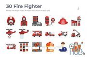 30 Fire Fighter Icons – Flat (EPS)