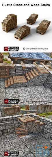 Rustic Stone And Wood Stairs – 3D Print