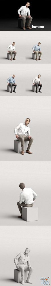Humano Elegant business man in shirt sitting and looking 0115