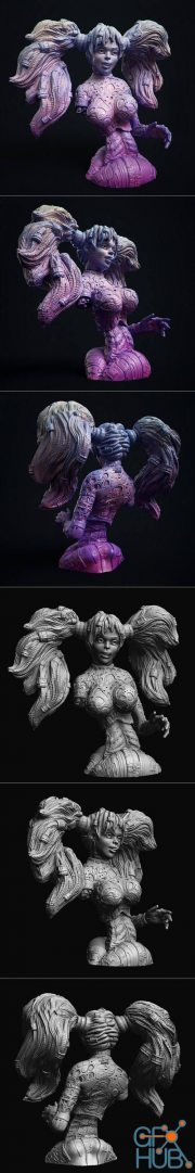 Cyber-girl Vega bust – 3D Print