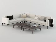 Corner sofa and square tables