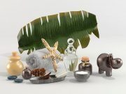 Decorative set with palm leaf