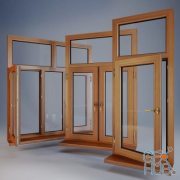 Wooden windows set