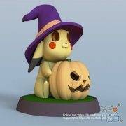 Pikachu With Pumpkin Pokemon Halloween – 3D Print