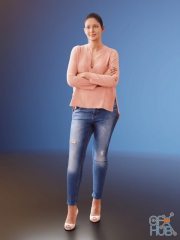 Amaya girl in blue jeans and pink blouse (3d-scan)