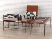 Coffee tables and armchairs
