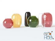 Glass vases, six pieces