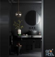 Dark bathroom interior