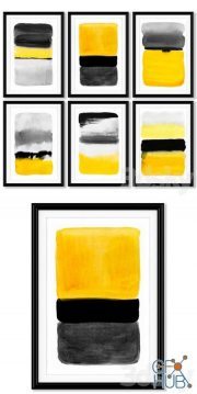 A series of posters with abstract painting