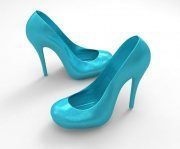 Blue high-heeled shoes
