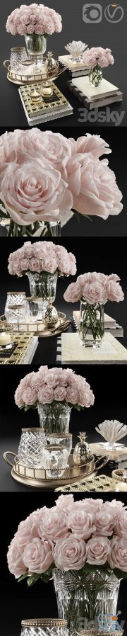 Rose and Crystal Vase Decoration Set 11
