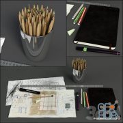 Set with pencils for desktop