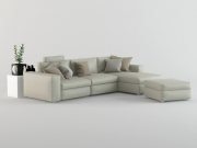 Corner sofa with pouf and curbstone